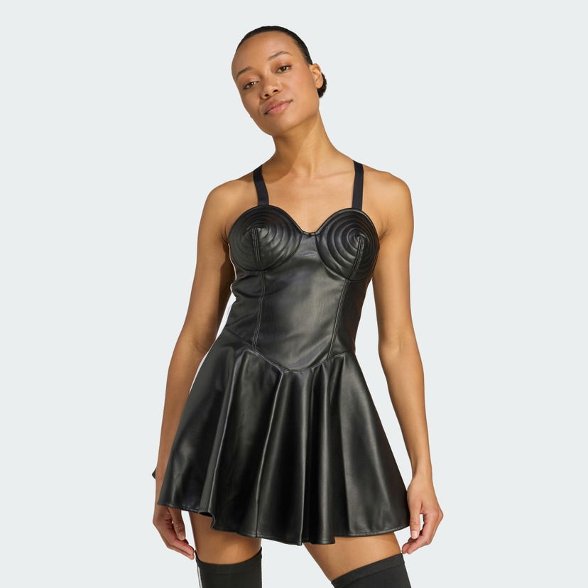 Obleke adidas Performance Jeremy Scott Faux-Leather Dress Črna | JW0833