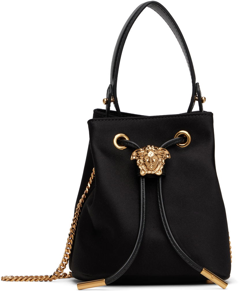Torbica Versace Versace 'La Medusa' Satin Mini Bucket Bag Črna | 1017754_1A11479