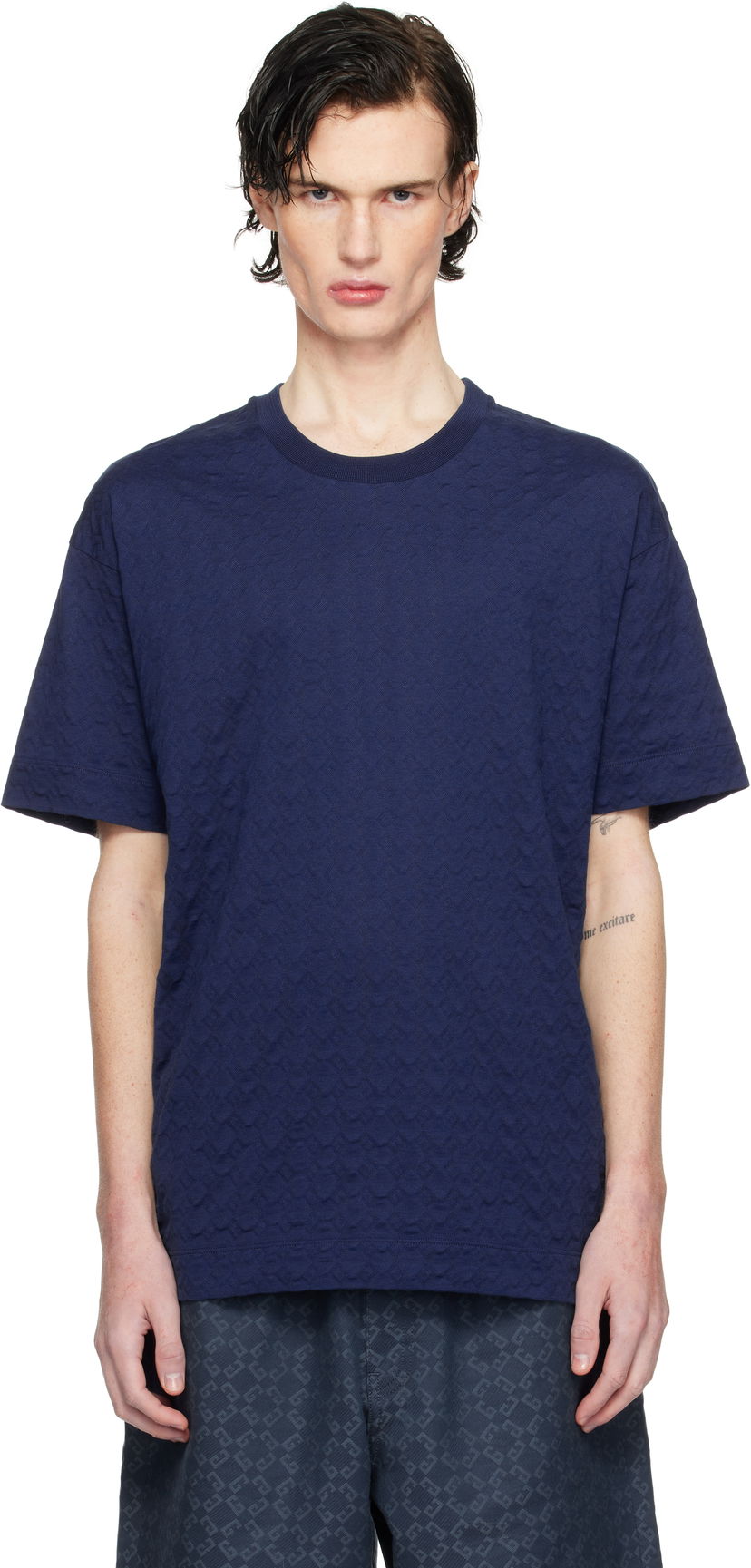 Majica Givenchy Monogram Jacquard T-Shirt Mornarica | BM71MG3YPA470
