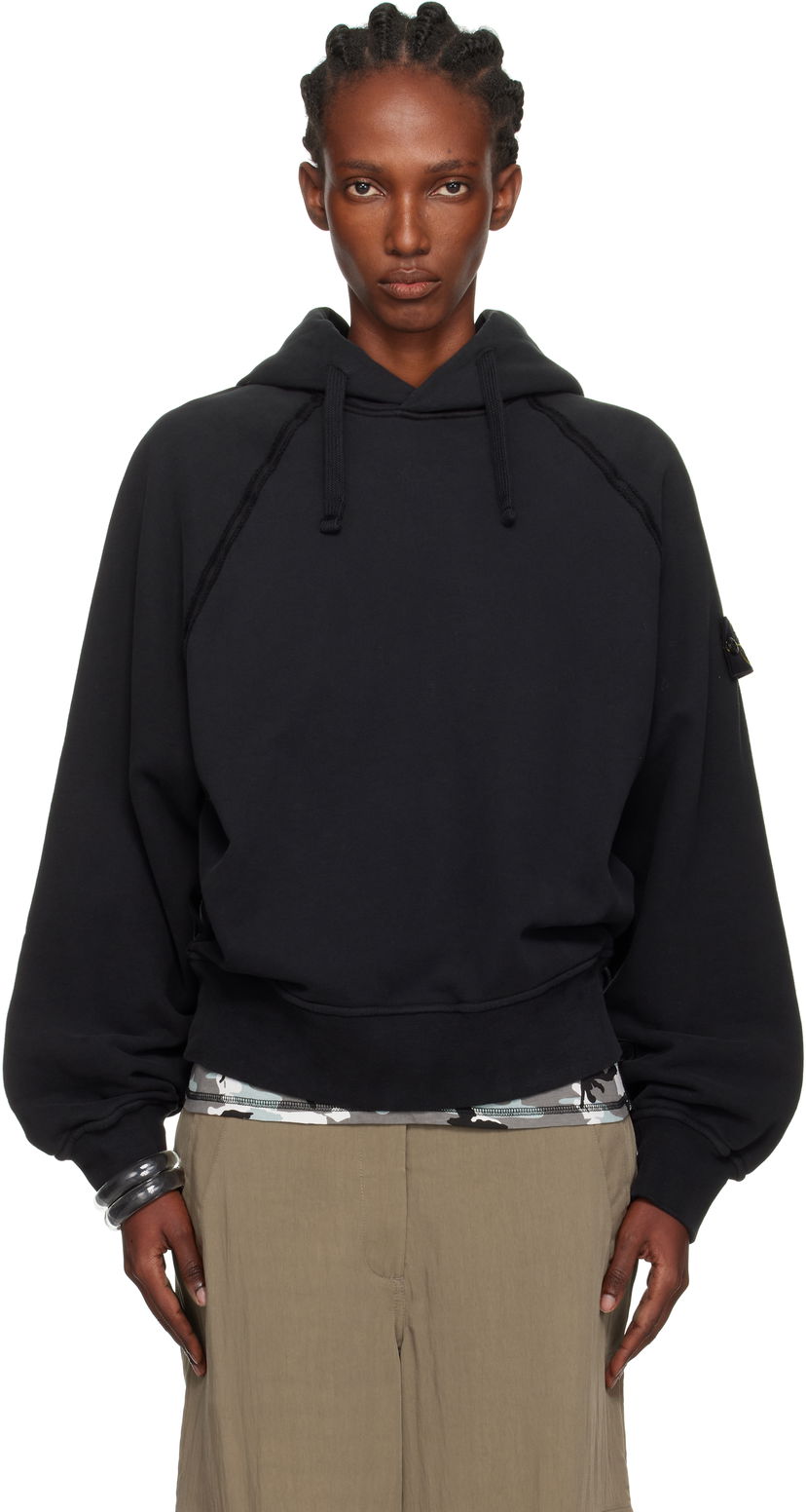 Pulover Stone Island Brushed Organic Cotton Fleece Hoodie Črna | K2S15 6100023 S0A20