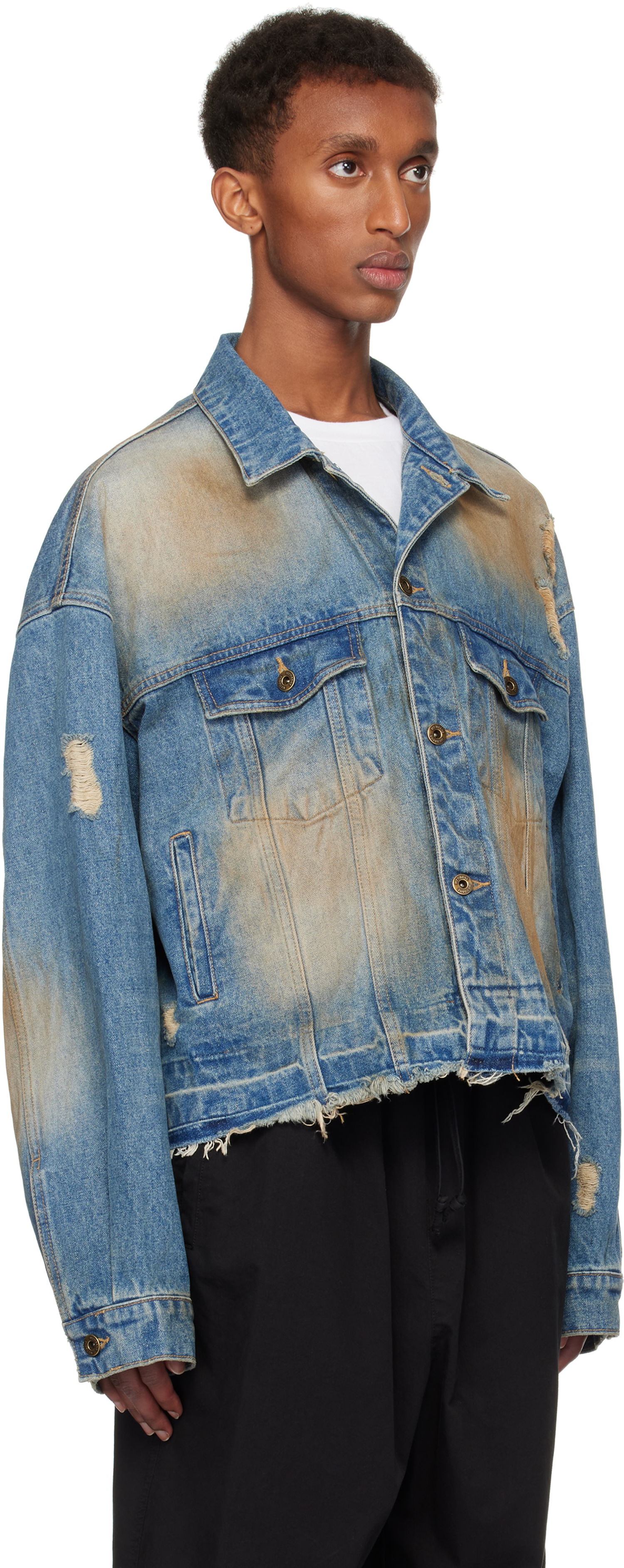 Jakna We11done We11done Distressed Denim Jacket Modra | WD-DJ3-24-310-U-BL, 1