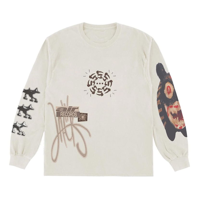 Majica Cactus Jack by Travis Scott Travis Scott Air Records Long Sleeve Tee Bela | CJFN-SS83