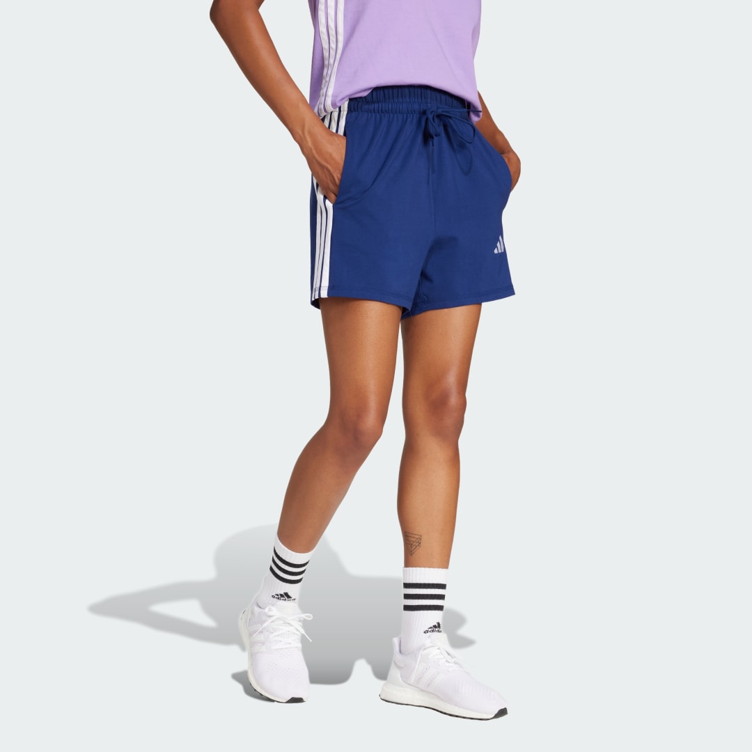 Kratke hlače adidas Performance Cotton Shorts with Side Stripes Modra | JD0913, 1