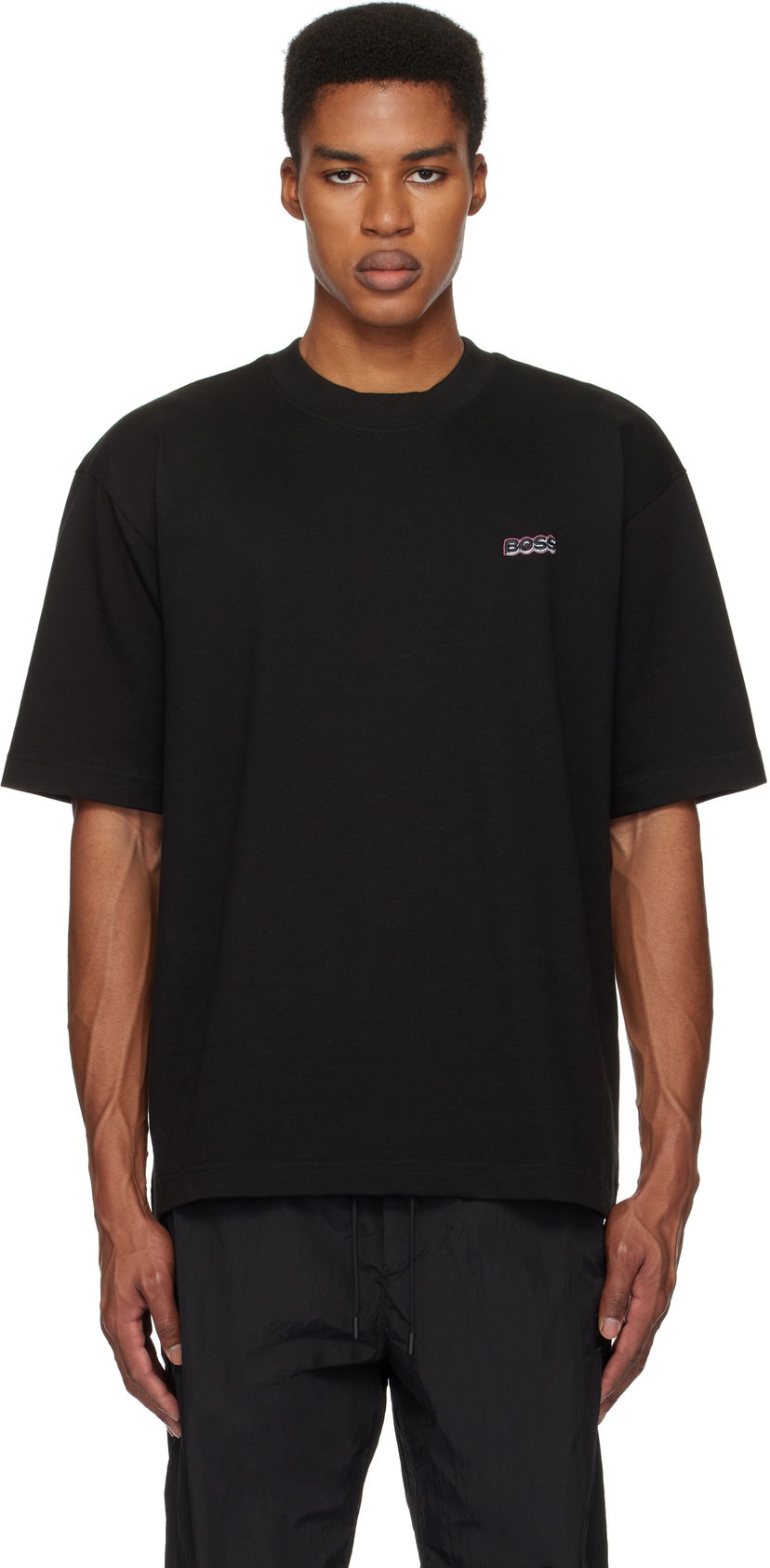 Majica BOSS Embroidered Logo T-shirt Črna | 50534225