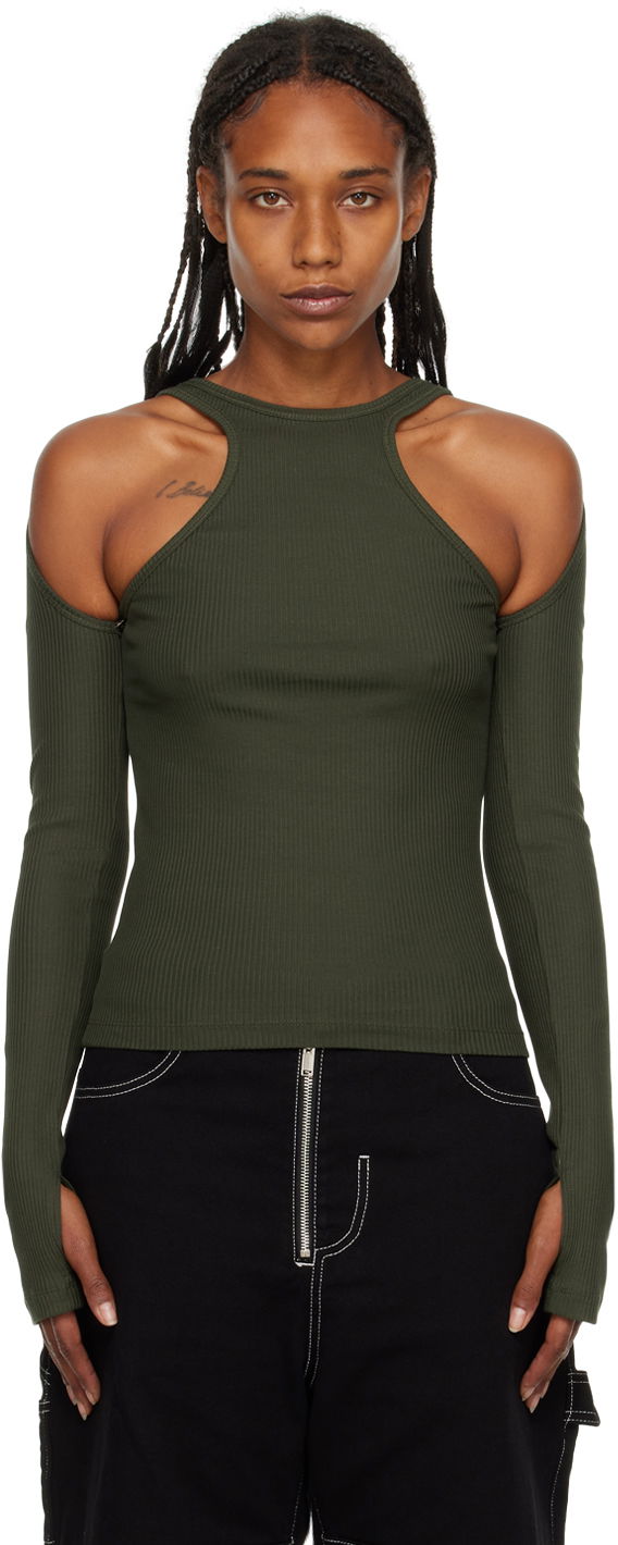 Majica Dion Lee Loop Cutout Long Sleeve T-Shirt Zelena | C3074F22