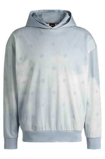 Pulover BOSS Double B Monogram Hoodie Modra | 50531740