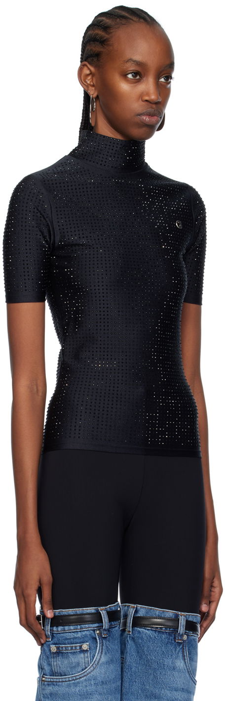 Pleteni pulover Coperni Coperni Crystal Embellished Mock Neck Top Črna | COPJS20BIS855, 1