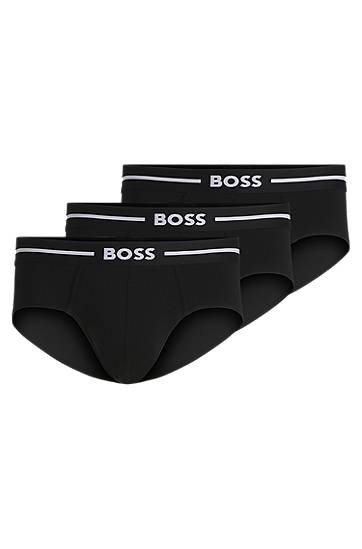 Boksarice BOSS Three-pack of stretch-cotton trunks with logo waistbands Črna | 50510679