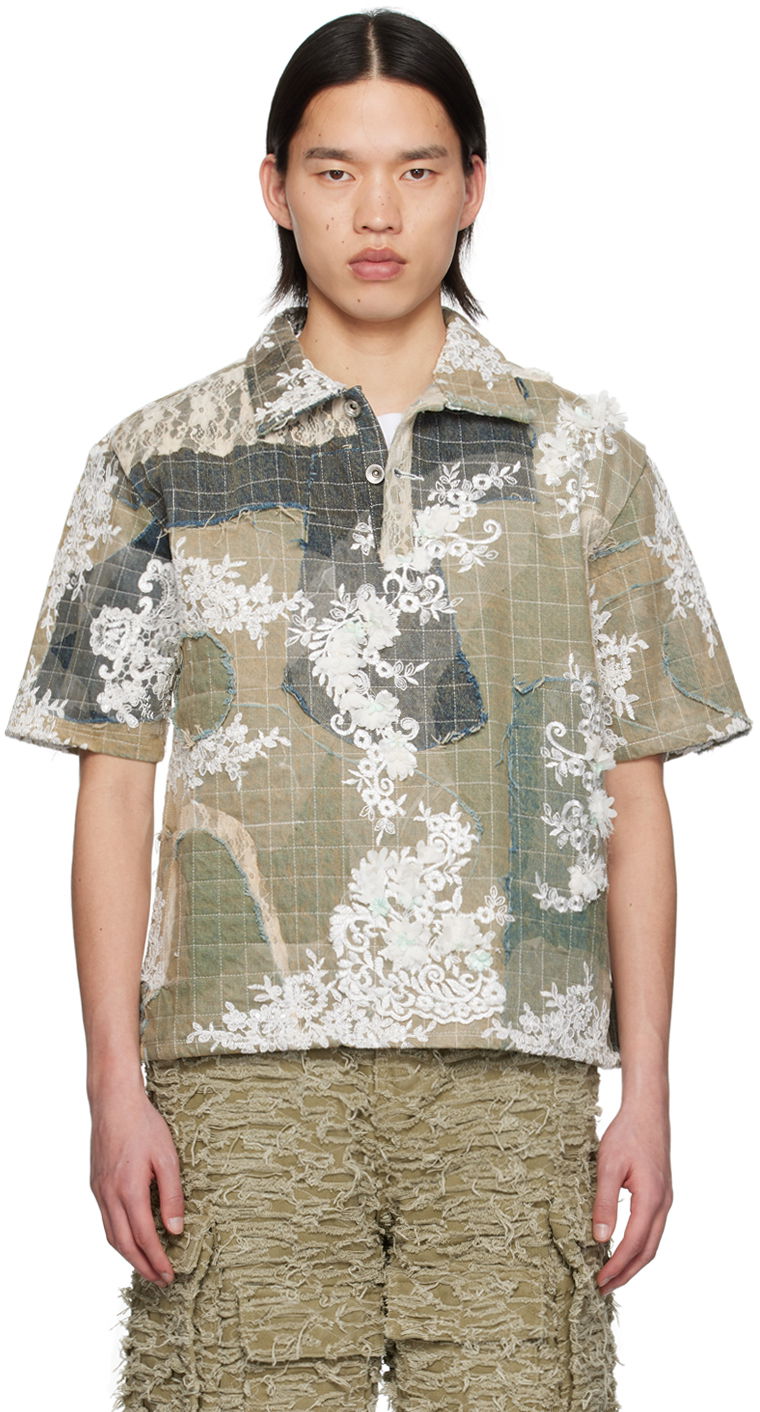 Polo majica Who Decides War Patchwork Quilted Lace Appliqué Short-Sleeve Polo Shirt Večbarvna | 1110360009SS24