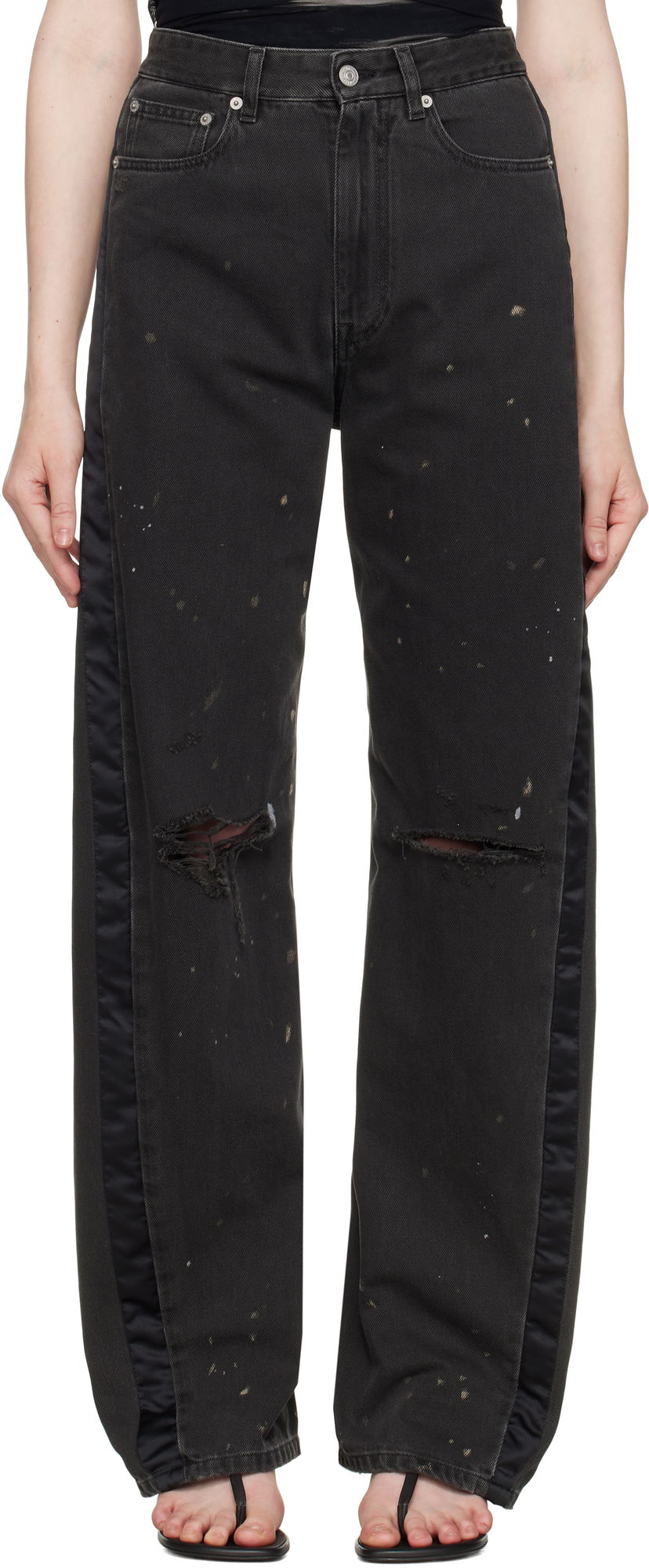 Kavbojke Maison Margiela MM6 Maison Margiela 5 Pockets Distressed Jeans Črna | S62LB0190 M30011