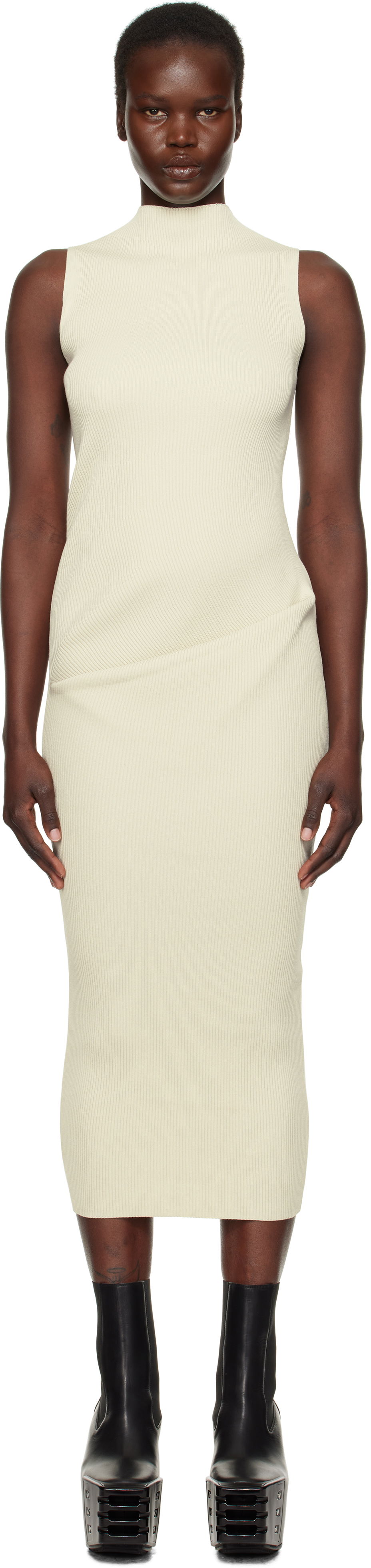 Obleke Rick Owens Rick Owens Hollywood Babel Midi Dress Bež | RP01E7638 RIBVI, 0