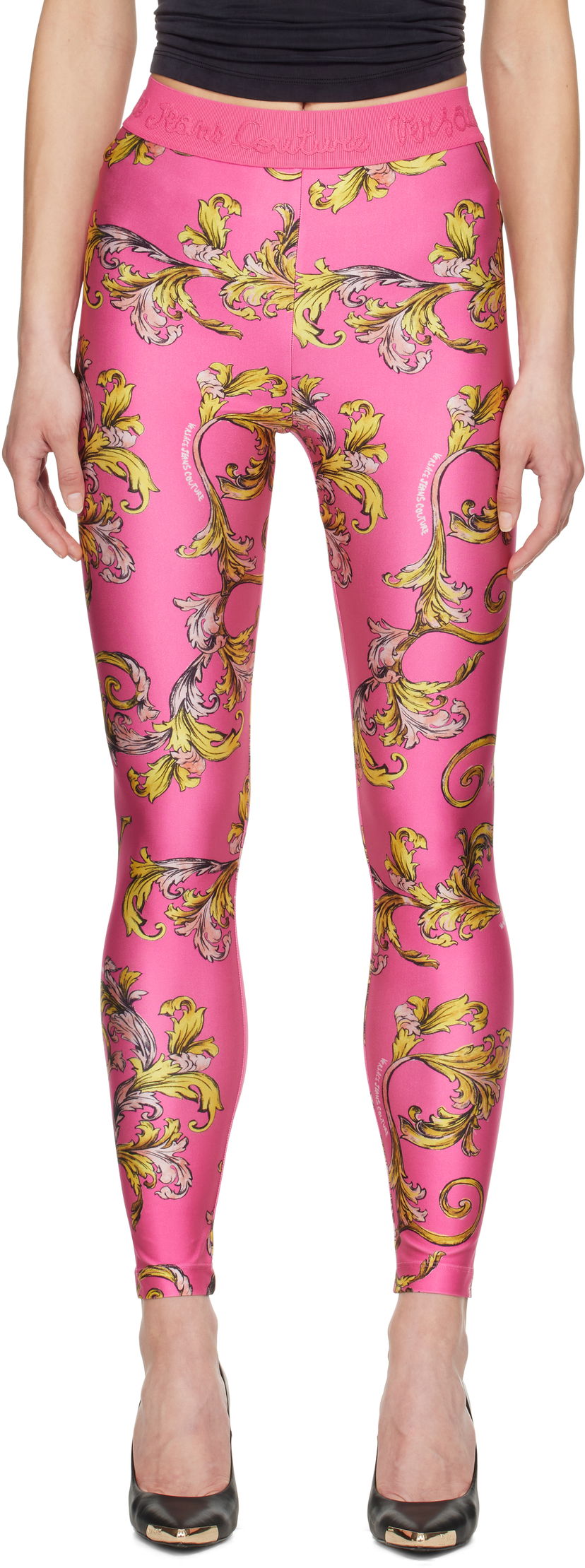 Pajkice Versace Versace Jeans Couture Barocco Print Leggings Roza | E78HAC101_EJS470