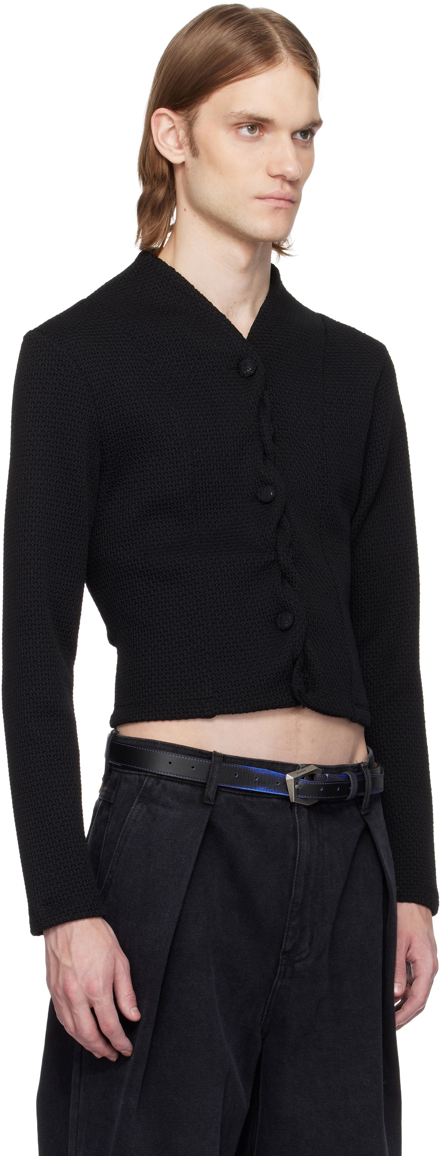 Pleteni pulover ADER ERROR ADER error Cropped Cable Knit Cardigan Črna | BO01SSKT0702BK, 1