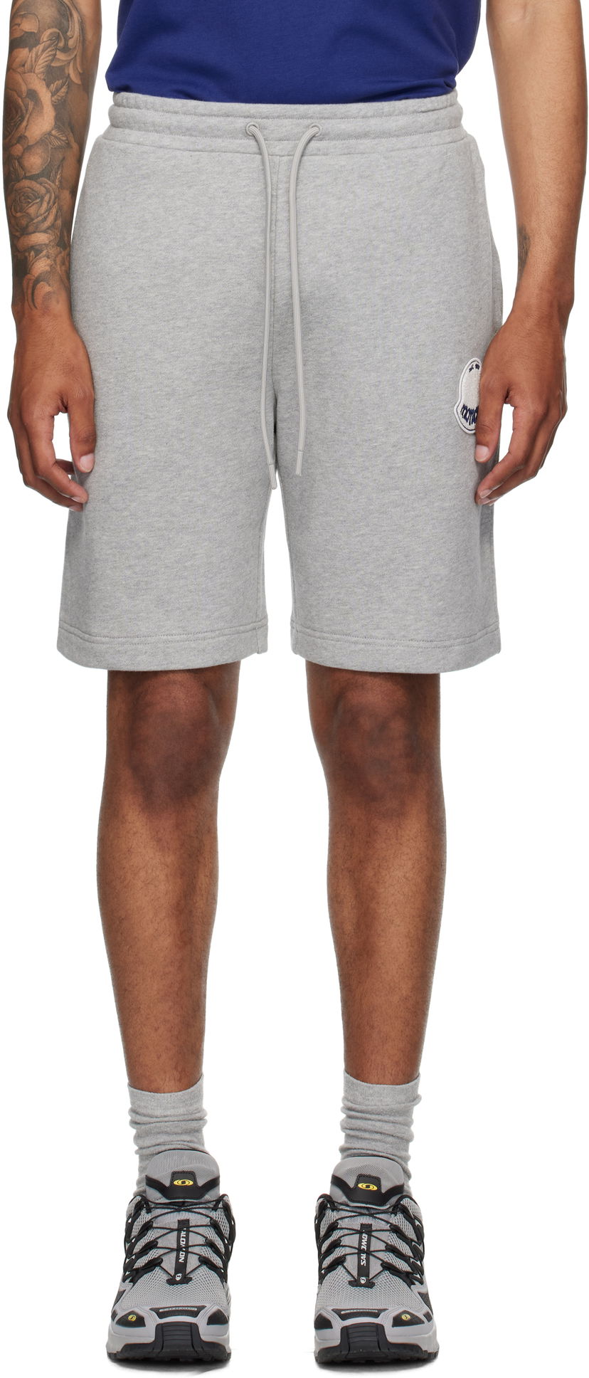 Kratke hlače Moncler Moncler Logo Patch Cotton Shorts Siva | K20918H0000489AZU