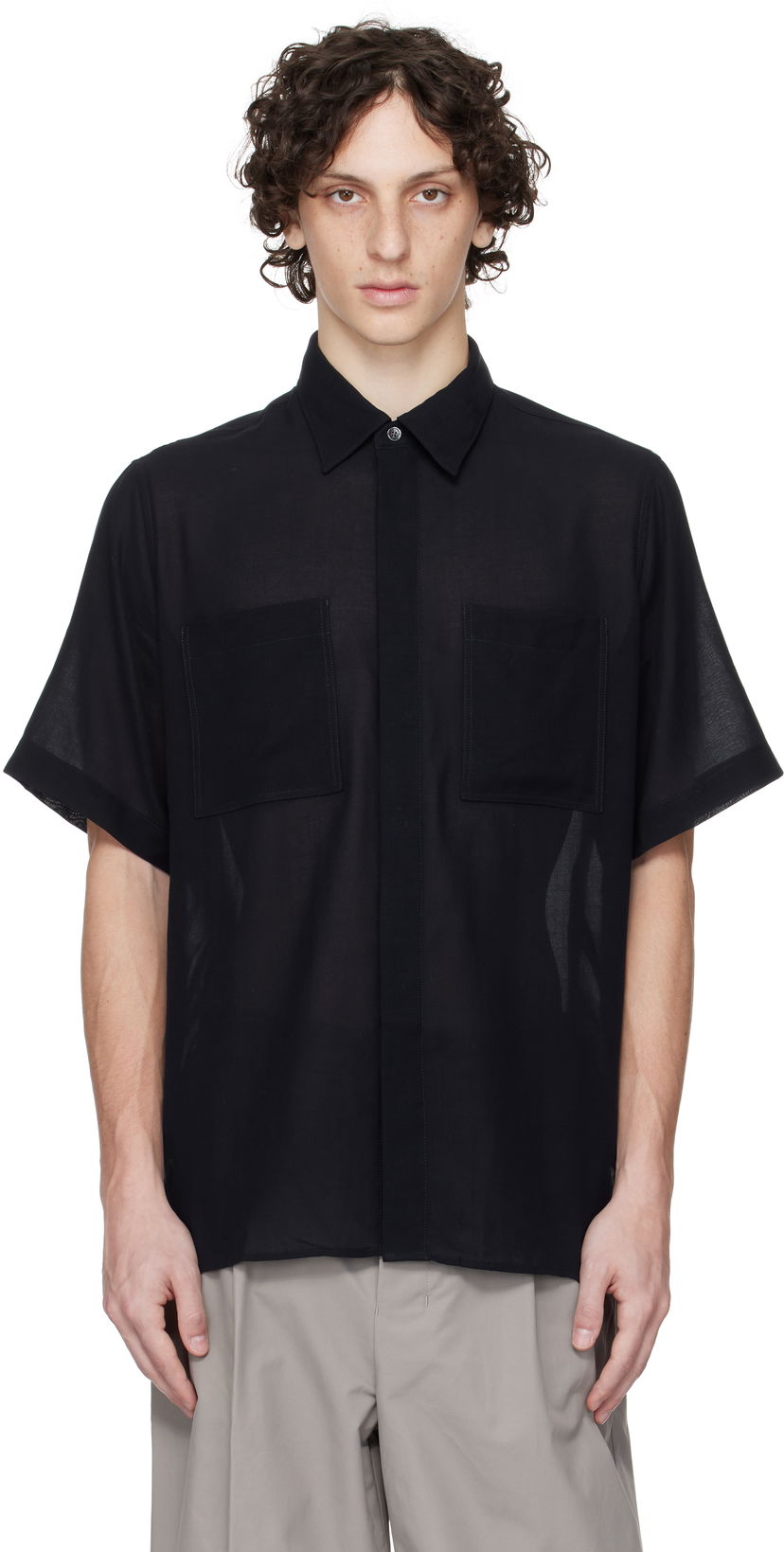 Srajce AMI AMI Paris Short Sleeve Shirt Črna | HSH252.CO0098