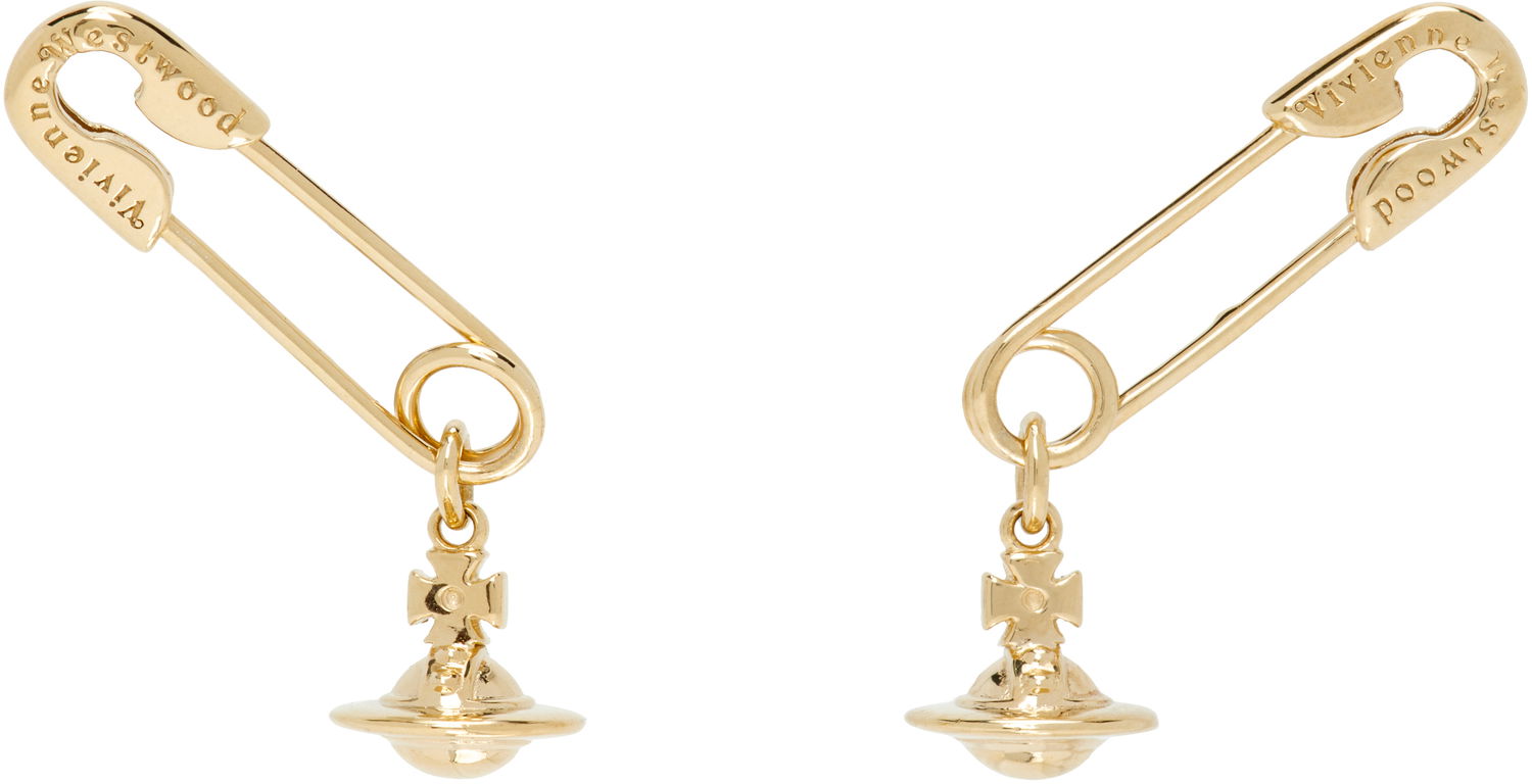 Uhani Vivienne Westwood Vivienne Westwood Gold-Tone Safety Pin Drop Earrings Kovinski | 6201035Y-01R001-, 0