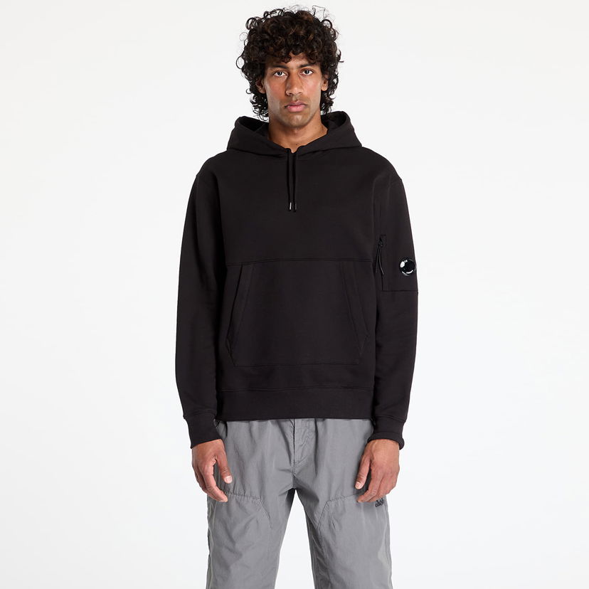Pulover C.P. Company C.P. Company Diagonally Raised Fleece Hooded Sweatshirt Črna | 18CMSS024A005086W-999