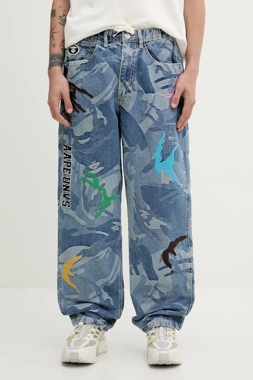 Kavbojke AAPE by A Bathing Ape AAPE Main Relaxed Fit Jeans Modra | AAPPTMB687XAO