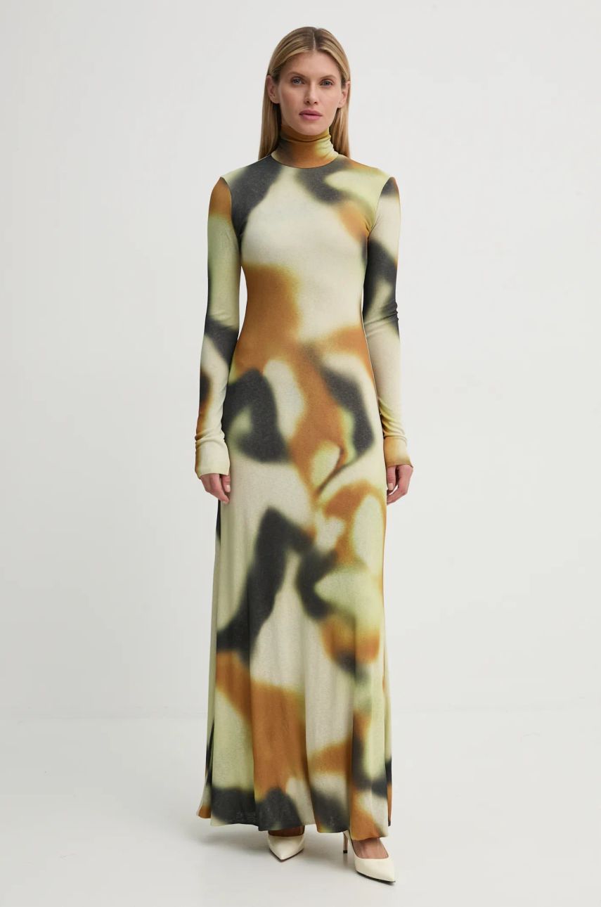 Obleke Nanushka Maxi Abstract Print Turtleneck Dress Bež | NW24FWDR32976, 0