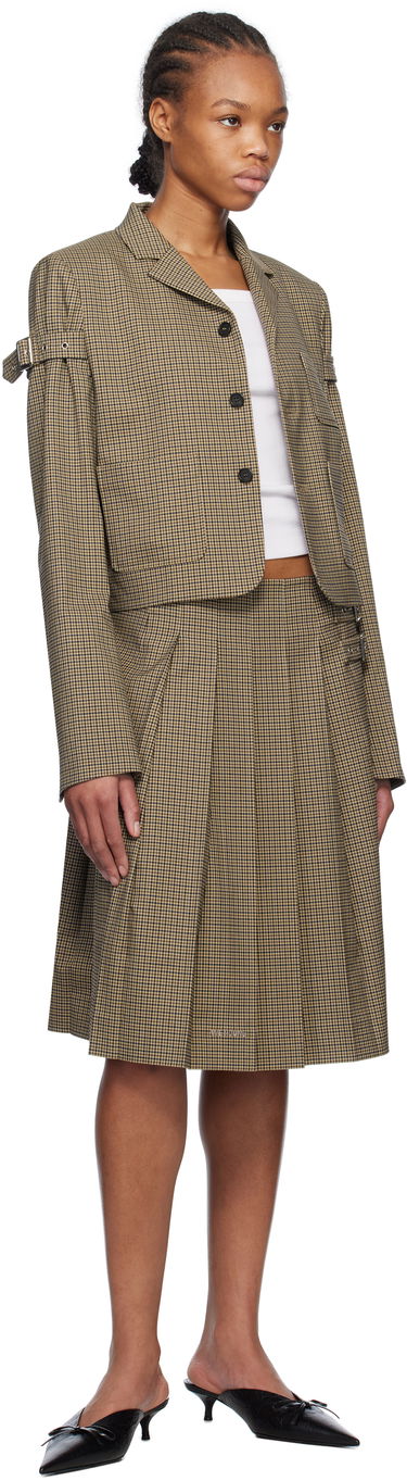 Krila We11done We11done Checkered Pleated Midi Skirt Rjava | WD-SK0-25-262-W-BG, 3