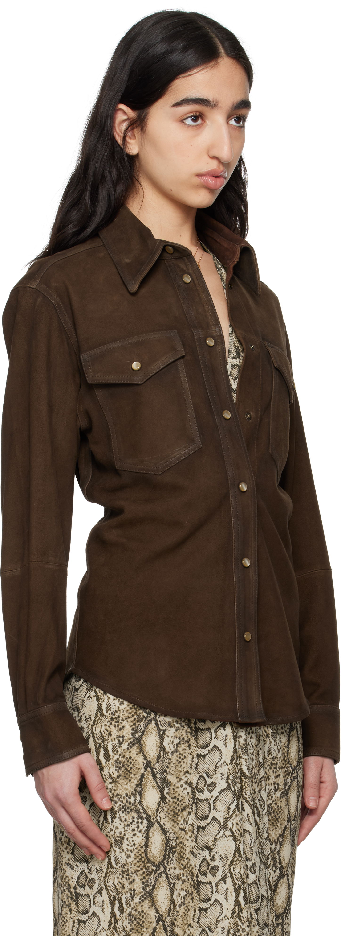 Srajce ISABEL MARANT Isabel Marant Danisia Suede Shirt Rjava | CH0231FA-C2B03I, 1