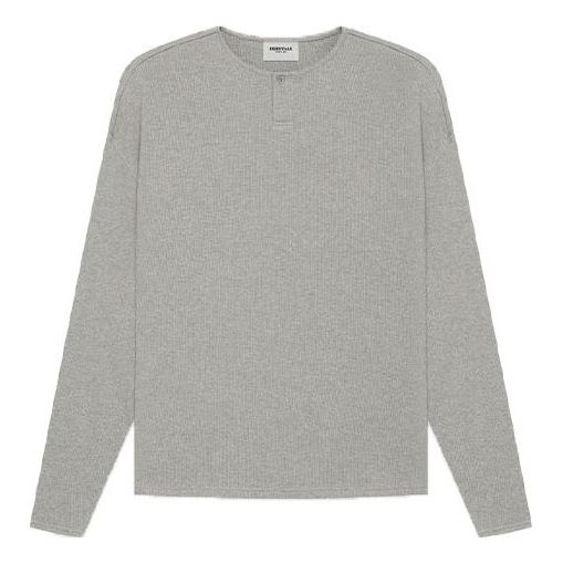 Pleteni pulover Fear of God Essentials Thermal Henley Long Sleeve Shirt Siva | FOG-SS21-620