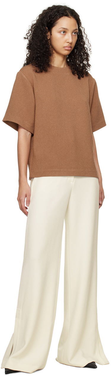 Majica Anine Bing Maddie Relaxed-Fit Wool-Blend T-Shirt Rjava | A-07-9806-200, 3