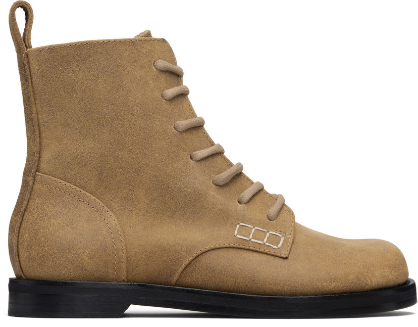 Superge in čevlji JW Anderson JW Anderson Suede Lace-Up Ankle Boots with Contrast Stitching Bež | BT0107-LA0319