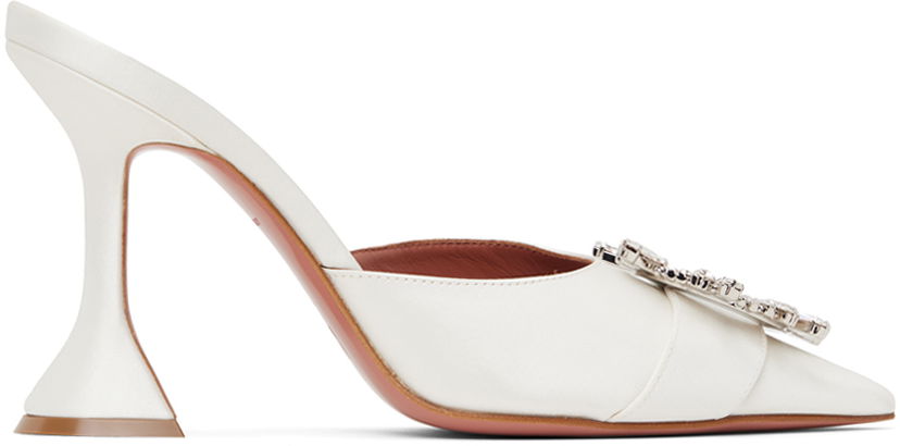 Superge in čevlji Amina Muaddi Sculptural Heel Leather Mules Bela | BEGUM MULE CL SATIN