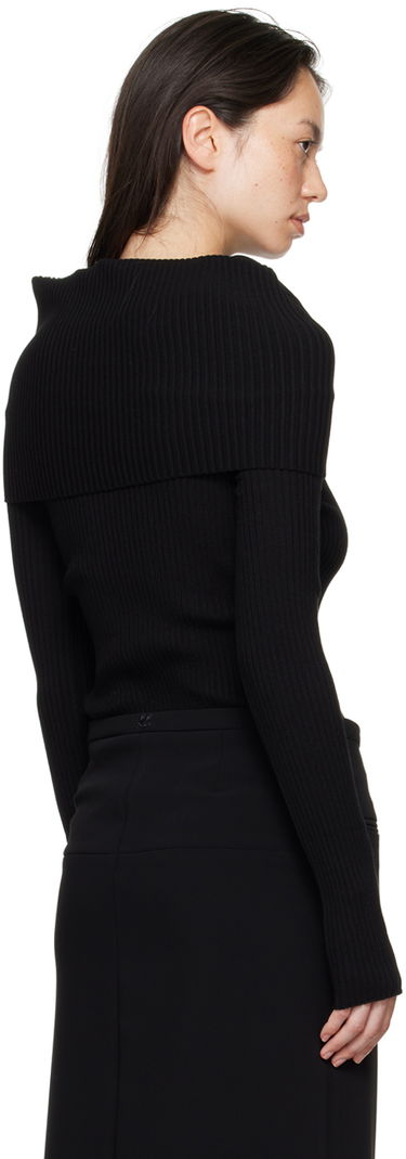 Pleteni pulover Courrèges Courrèges Women's Fitted Off Shoulder Sweater Črna | 324MPU189FI0001, 2