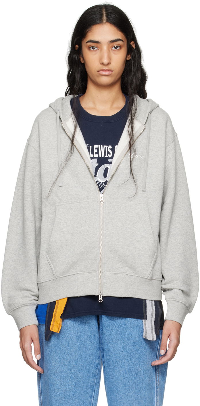 Pulover Dime Gray Cursive Hoodie Siva | DIMESU2427GRY, 0