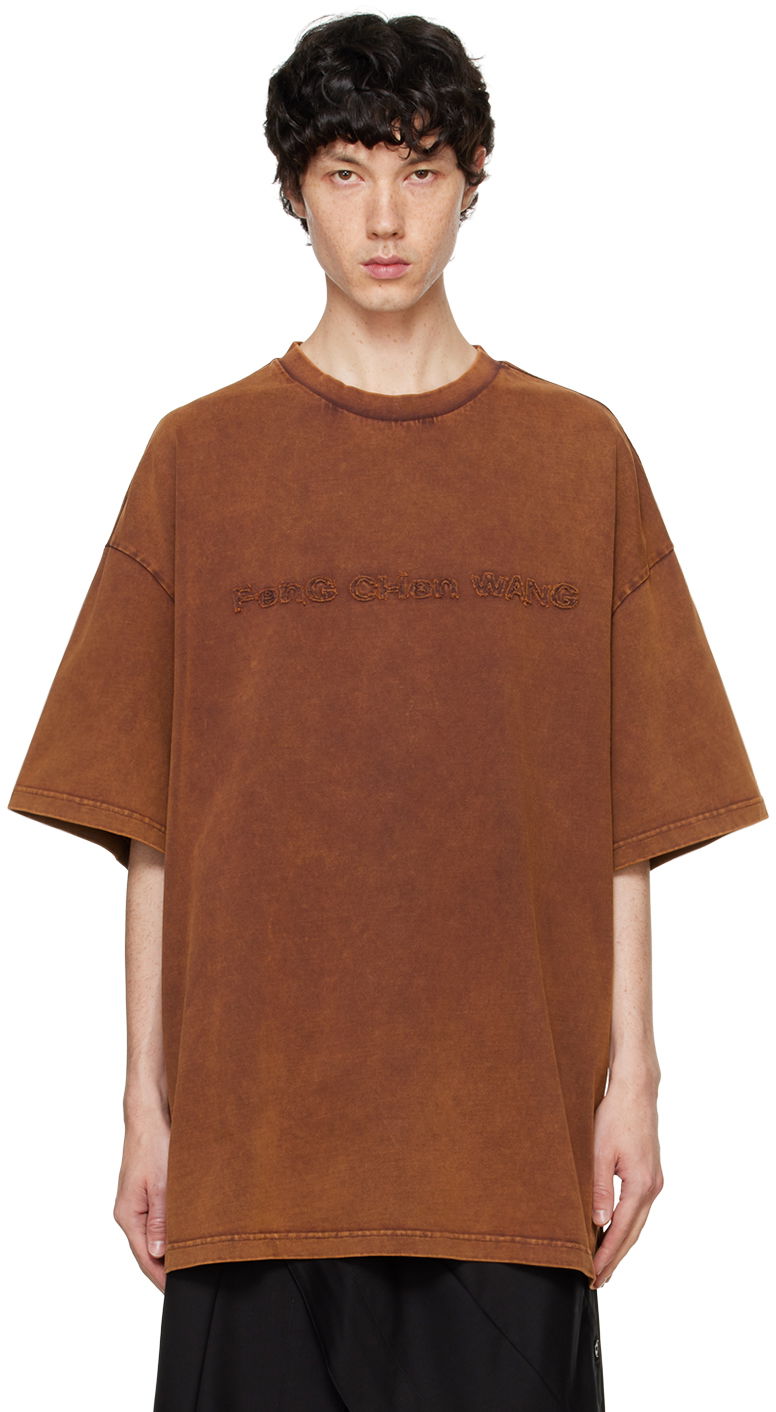 Majica Feng Chen Wang Feng Chen Wang Washed Logo T-Shirt Rjava | FUF18TS07