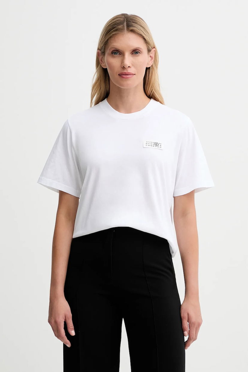 Majica Maison Margiela MM6 Maison Margiela Short-Sleeve Numerical Logo Patch T-Shirt Bela | S62GD0210.M20115.100