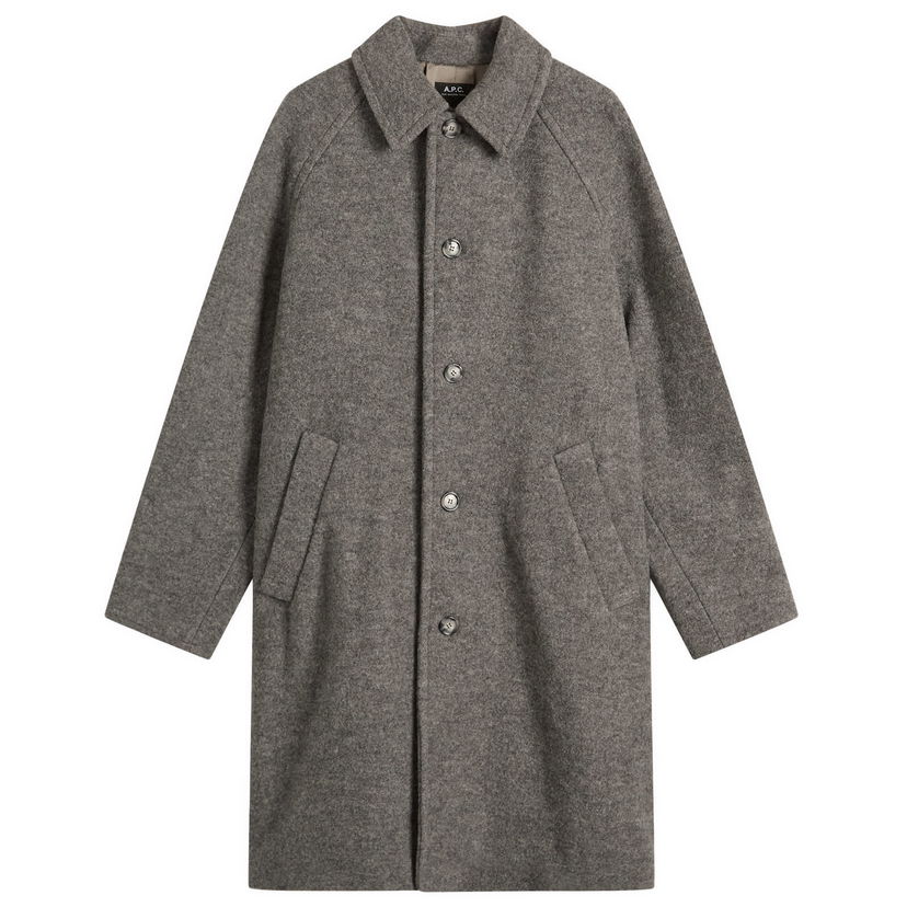 Plašči A.P.C. A.P.C. Gaston Felted Wool Overcoat, Size Small Siva | WVBEH-H01516-PLA