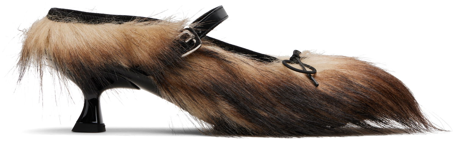 Nega čevljev Simone Rocha Simone Rocha Faux Fur Grip Mule Heels Rjava | HBG1 1255, 0