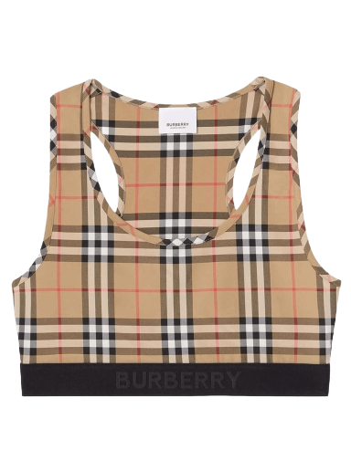 Krop-top Burberry Logo Detail Vintage Check Bra Top Bež | 8049477