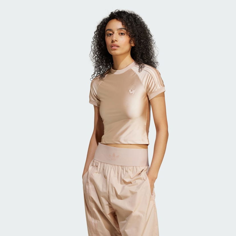 Krop-top adidas Performance 3-Stripes Cali Cropped T-Shirt Bež | JJ0909