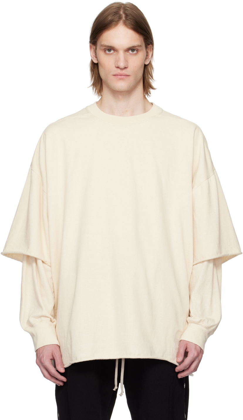 Pulover Rick Owens Rick Owens DRKSHDW Tommy Hustler Double Sleeve T-Shirt Bež | DU01E3266 RIGRNN