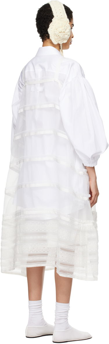 Obleke Comme des Garçons Comme Des Garçons Organdy Embroidered Midi Dress Bela | TN-A003-051, 2