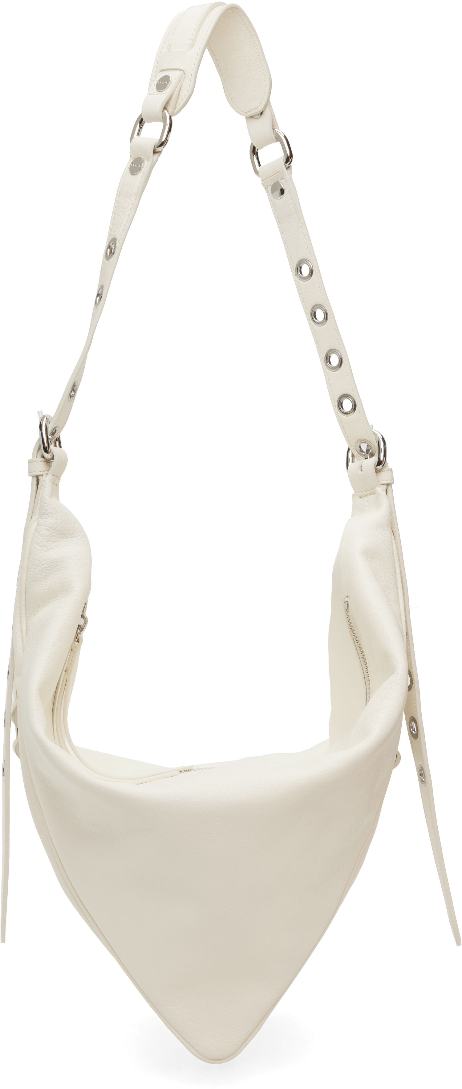 Torba za čez ramo BY FAR BY FAR Trayana Washed Leather Shoulder Bag Bela | MWBSB063LL034WH020PL, 0