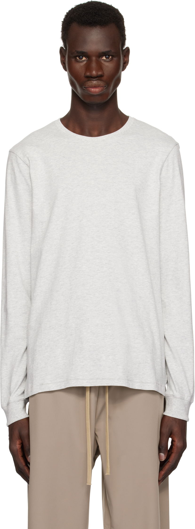 Majica SKIMS SKIMS Cotton Classic Long Sleeve T-Shirt Siva | LS-LST-6350M-LIGHT HEATHER GREY