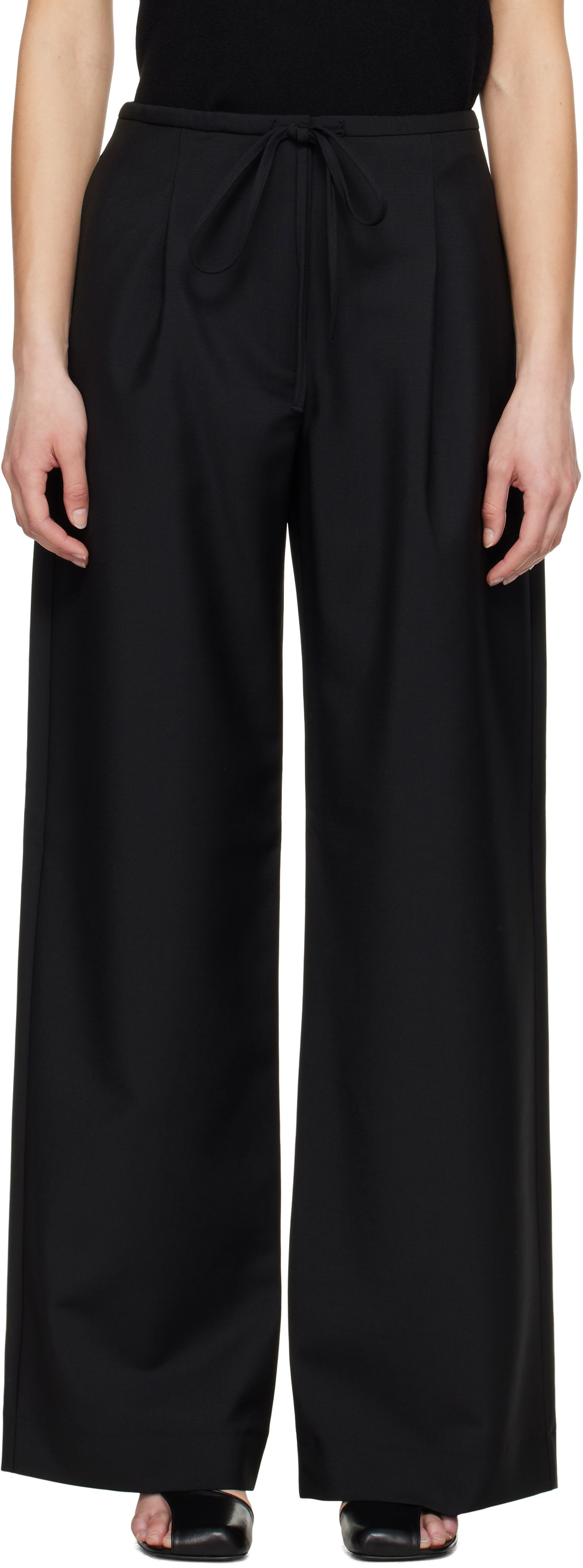 Hlače Róhe Róhe Relaxed Drawstring Trousers Črna | 415-30-007, 0