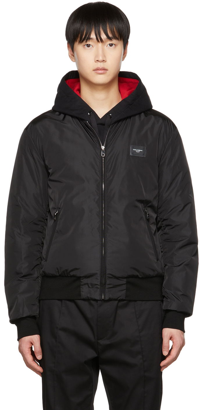 Bomber jakna Dolce & Gabbana Black Insulated Bomber Jacket Črna | G9OW1TFUMQG