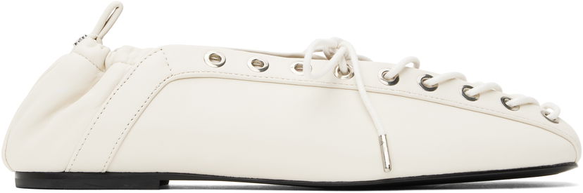 Obleke GANNI GANNI Lace-Up Ballerina Flats Bela | S2962