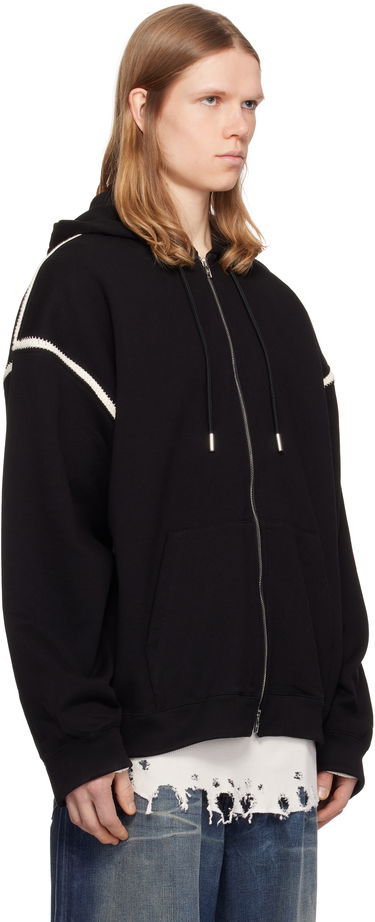Pulover Mastermind WORLD Mastermind World Boxy Fit Cross Stitch Zip Hoodie Črna | MW25S14-SW006-015, 1