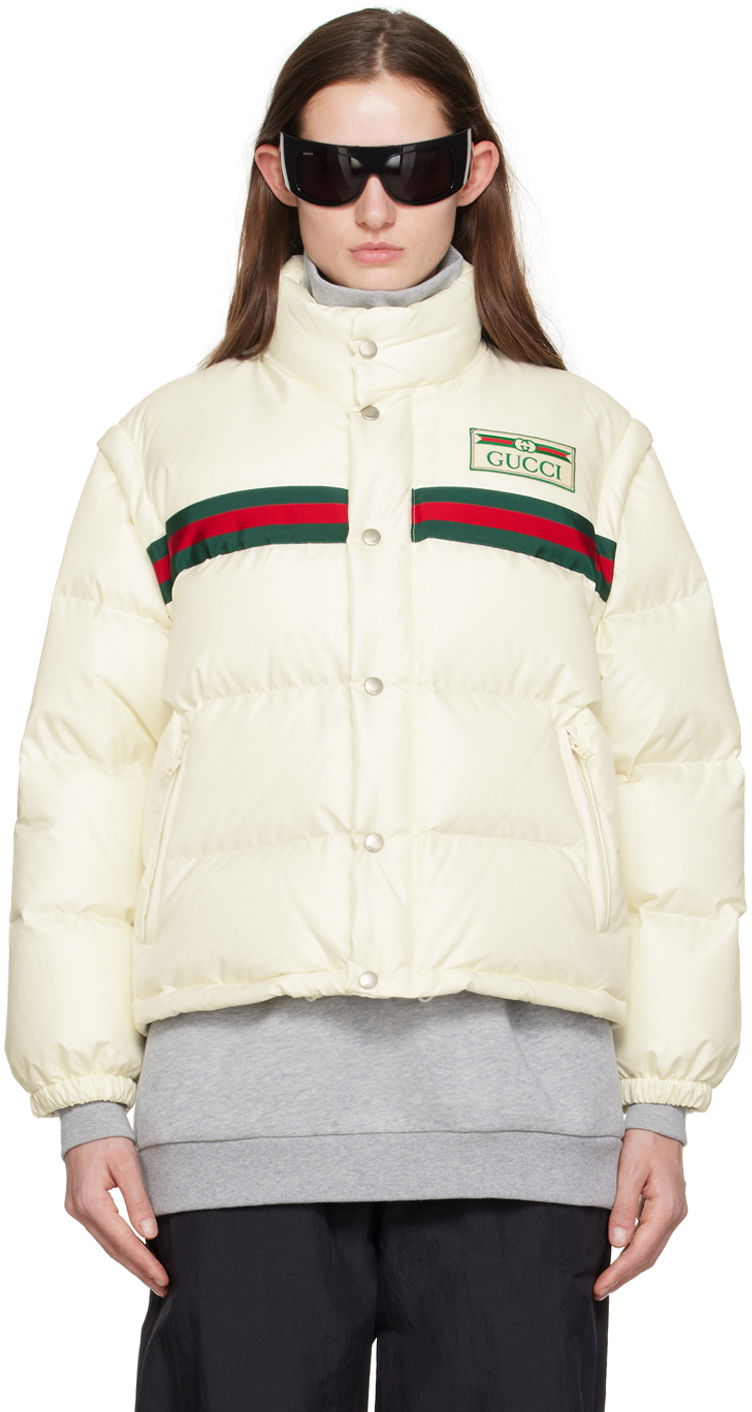 Puhovka Gucci Web Convertible Down Jacket "Off-White" Bež | 683216 Z8AQX, 0