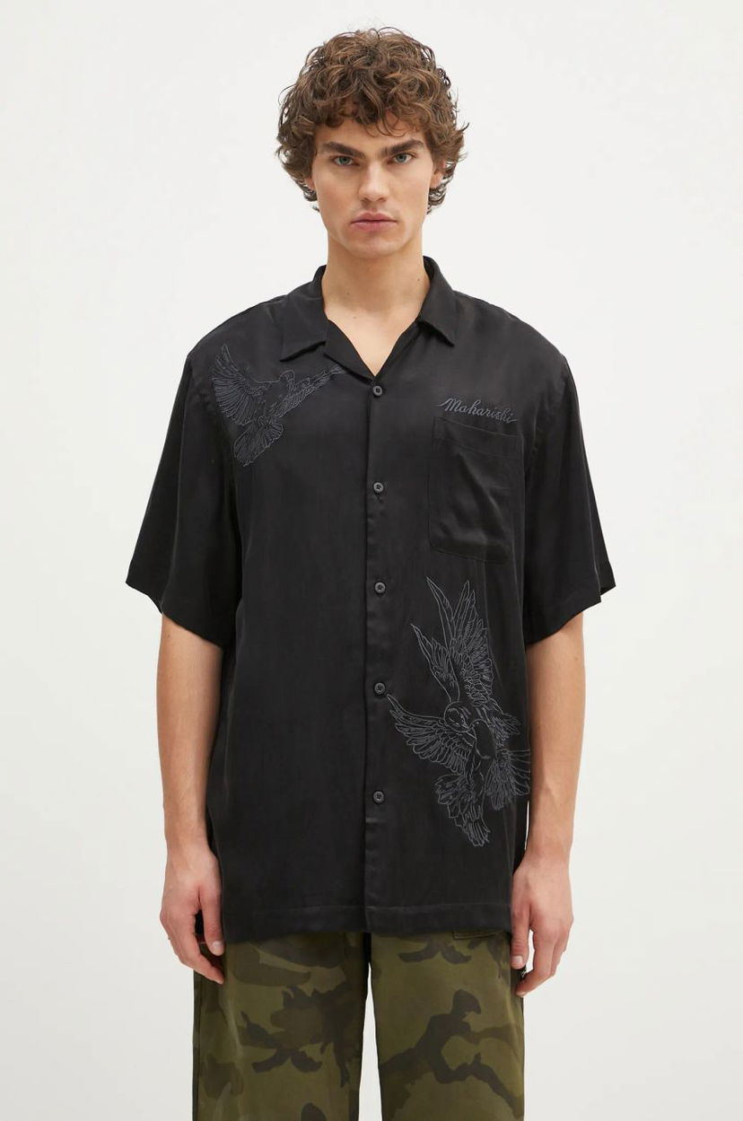 Srajce Maharishi Maharishi Peace Dove Embroidered Shirt Črna | 5326.BLACK