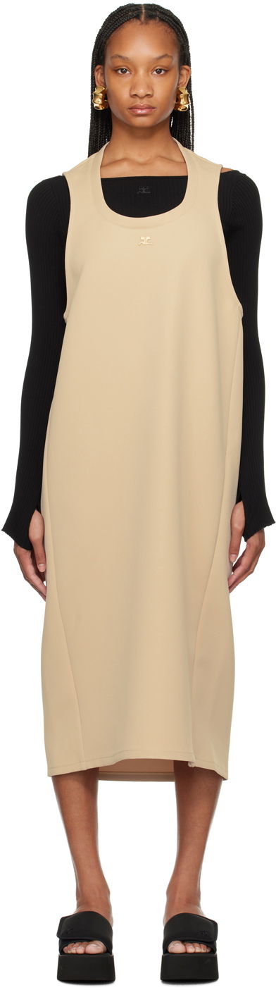 Obleke Courrèges Courrèges Holistic Midi Dress Bež | 124CRO367PL0007