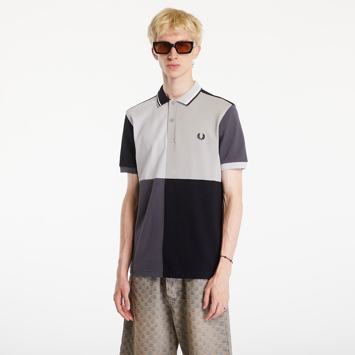 Polo majica Fred Perry Beams Grid Design Fp Polo T-Shirt Black Črna | SM7186 102, 0