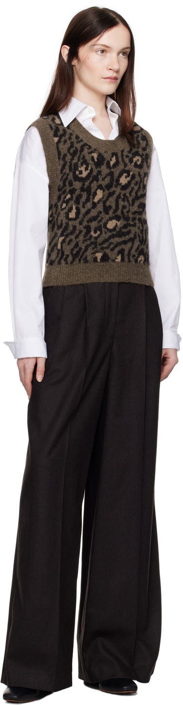 Pleteni pulover A.P.C. Léana Knitted Leopard Print Vest Zelena | WPAAO-F22325, 3